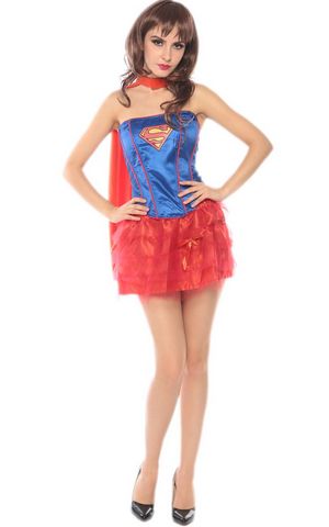 F1725 blue and red tutu superwomen costume,it comes with eyeshade,cape,dress